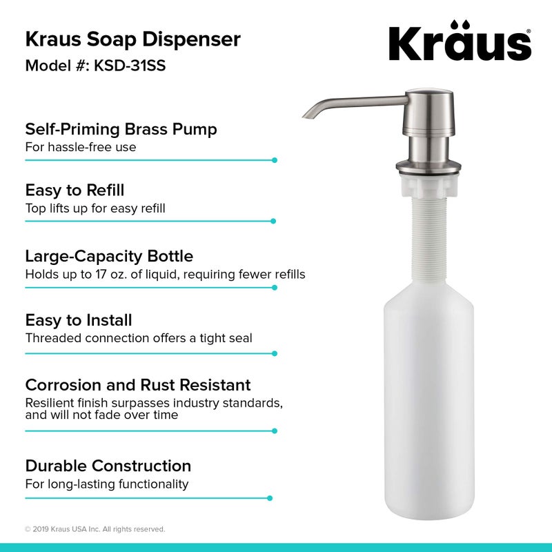 KRAUS Kitchen Soap and Lotion Dispenser in Stainless Steel, KSD-31SS - Image 2
